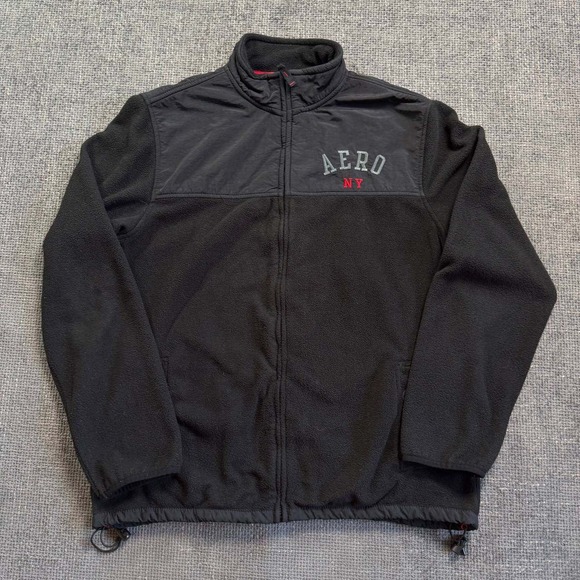 Aeropostale Other - Aeropostale Fleece Jacket Mens Large Black Y2K Gorpcore Mixed Media Zip Up